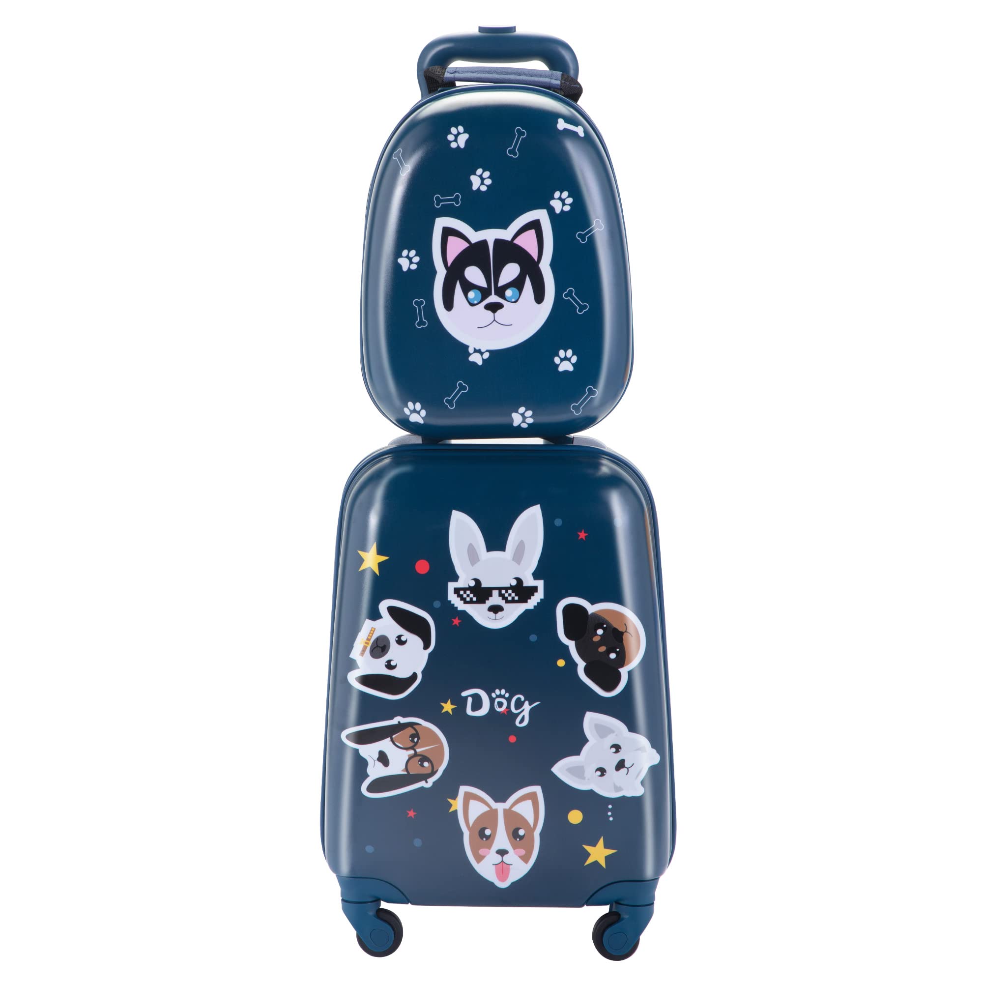 VLIVE Kids Rolling Luggage for Boys - Lightweight Toddler Suitcase with Wheels & Detachable Backpack (Dog Design) - Perfect for Air Travel, School Trips & Family Vacations