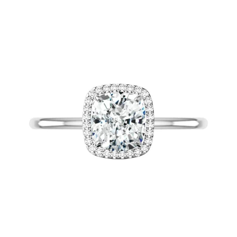 2 CT Cushion Cut Moissanite Engagement Ring Set - Vintage Halo Wedding Band & Solitaire Promise Ring for Women - Silver Bridal Jewelry for Anniversary, Proposal & Special Occasions
