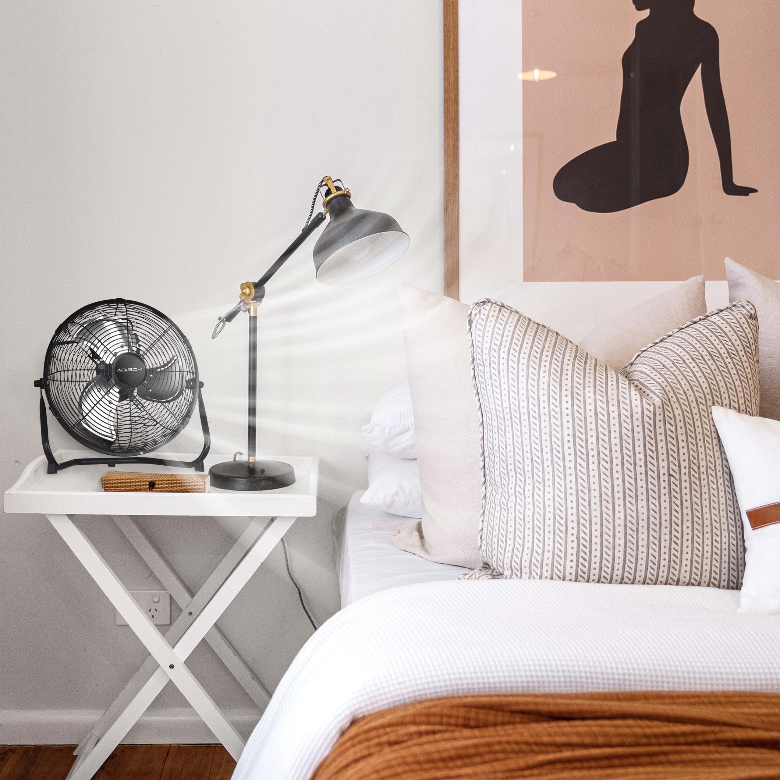 18 Inch 3-Speed High Velocity Industrial Heavy Duty Metal Floor Fan - Black with Tilting Head for Indoor & Outdoor Use - Perfect for Warehouses, Garages, Workshops, and Home Cooling