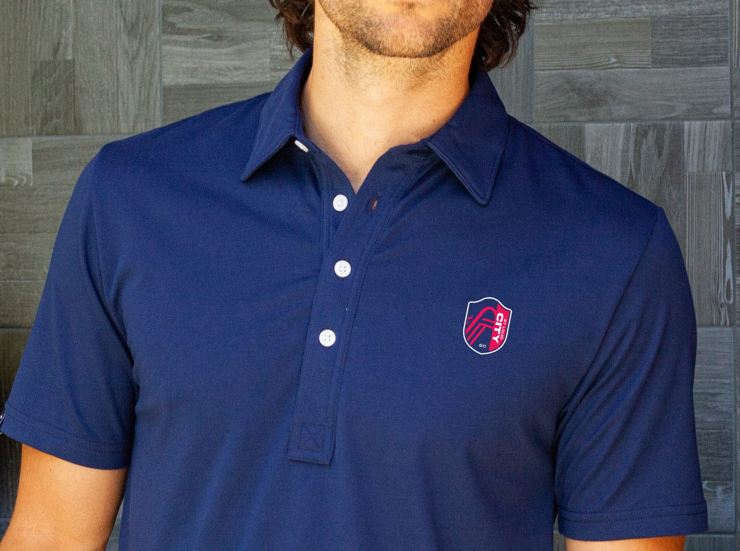 St. Louis City SC Performance Range Polo Shirt - Official Badge - Navy Blue - Men's Soccer Jersey for Training & Match Day