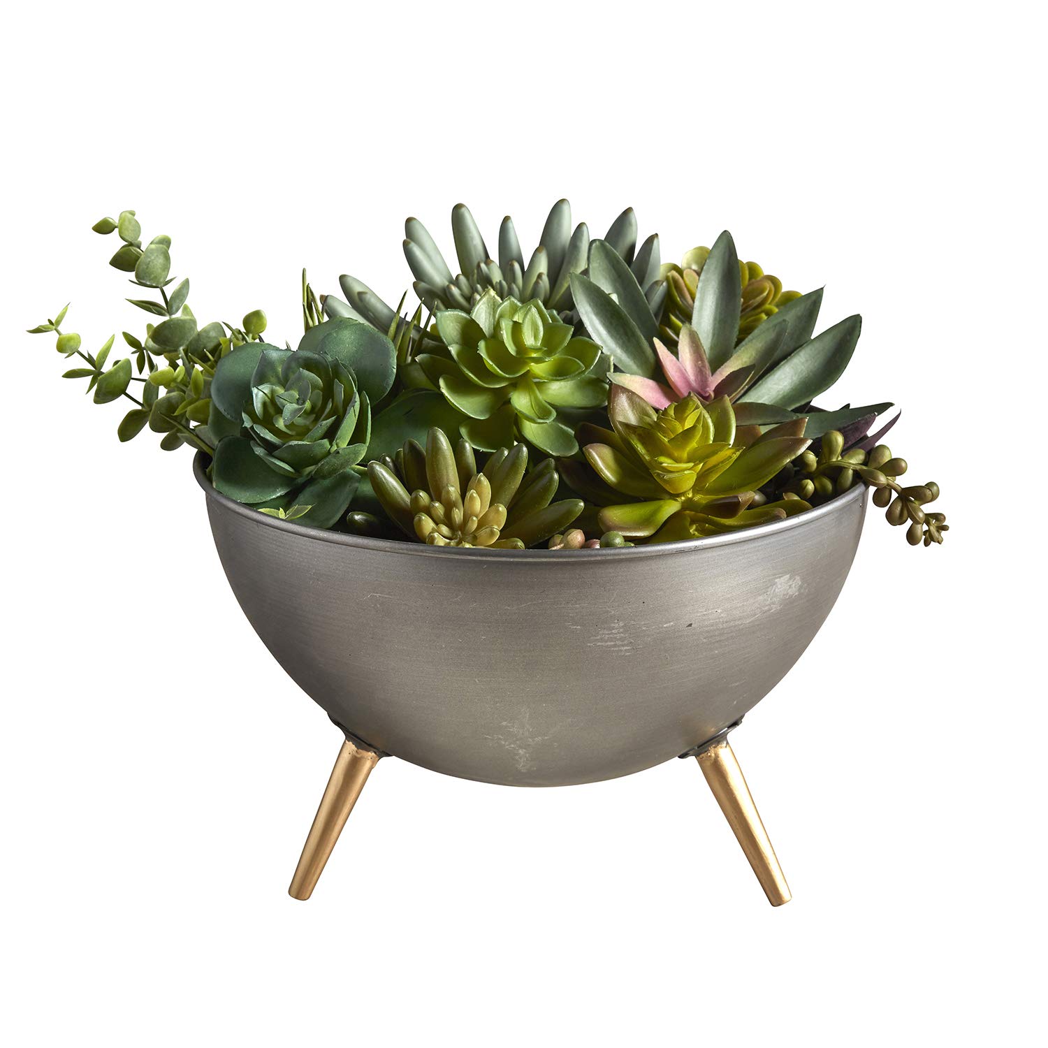 47th & Main Silver Metal Bowl with Legs - 9.44 x 5.90 Inches - Elegant Serving Bowl for Kitchen, Dining, and Home Decor - Perfect for Salads, Fruits, and Centerpieces
