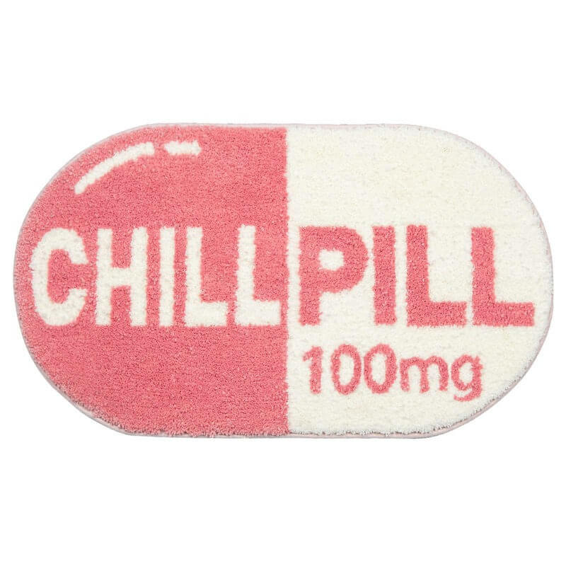 Chill Pill Accent Rug - Soft Non-Slip Floor Mat for Living Room, Bedroom, or Dorm Decor - Fun Pop Culture Home Accessory