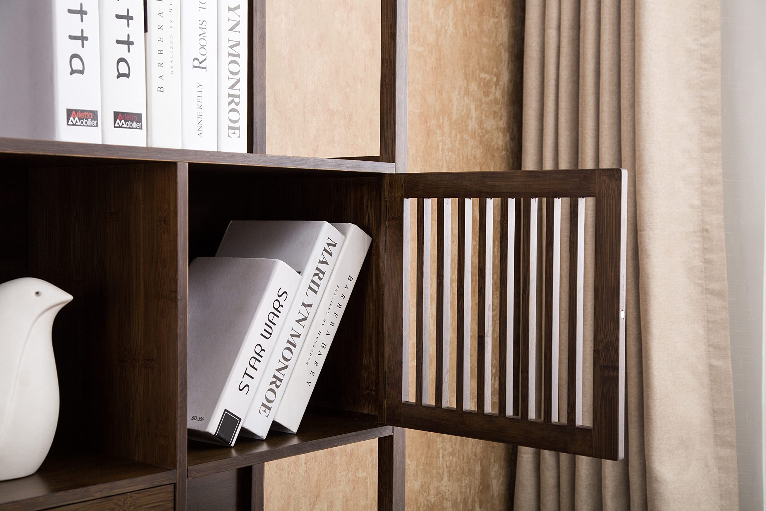 Boraam Selma Left Bookcase in Cappuccino - Stylish Wooden Bookshelf for Living Room, Bedroom & Office Storage