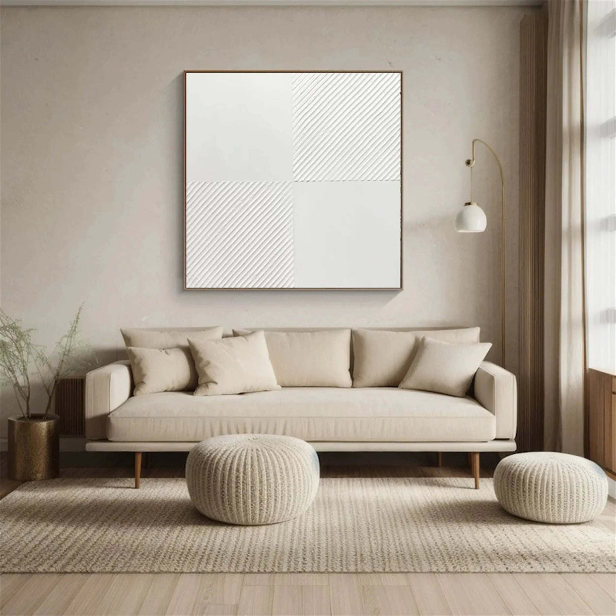 White Minimalist Textured Painting Canvas - Modern Abstract Wall Art for Living Room, Bedroom & Office Decor | High-Quality Artist Canvas | #MM202