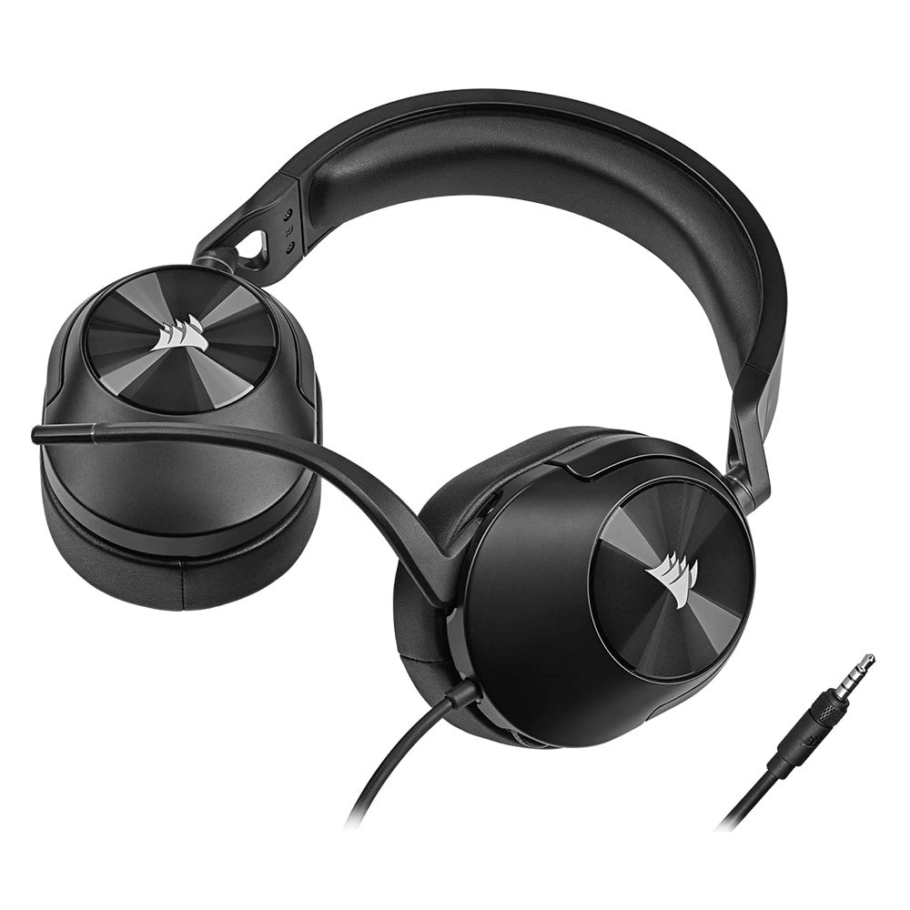 Corsair HS55 Stereo Gaming Headset - Wired Over-Ear Headphones with Noise Isolation, 50mm Drivers, Lightweight Design for PC, PS5, Xbox, Nintendo Switch - Black | Perfect for Competitive Gaming & Long Sessions