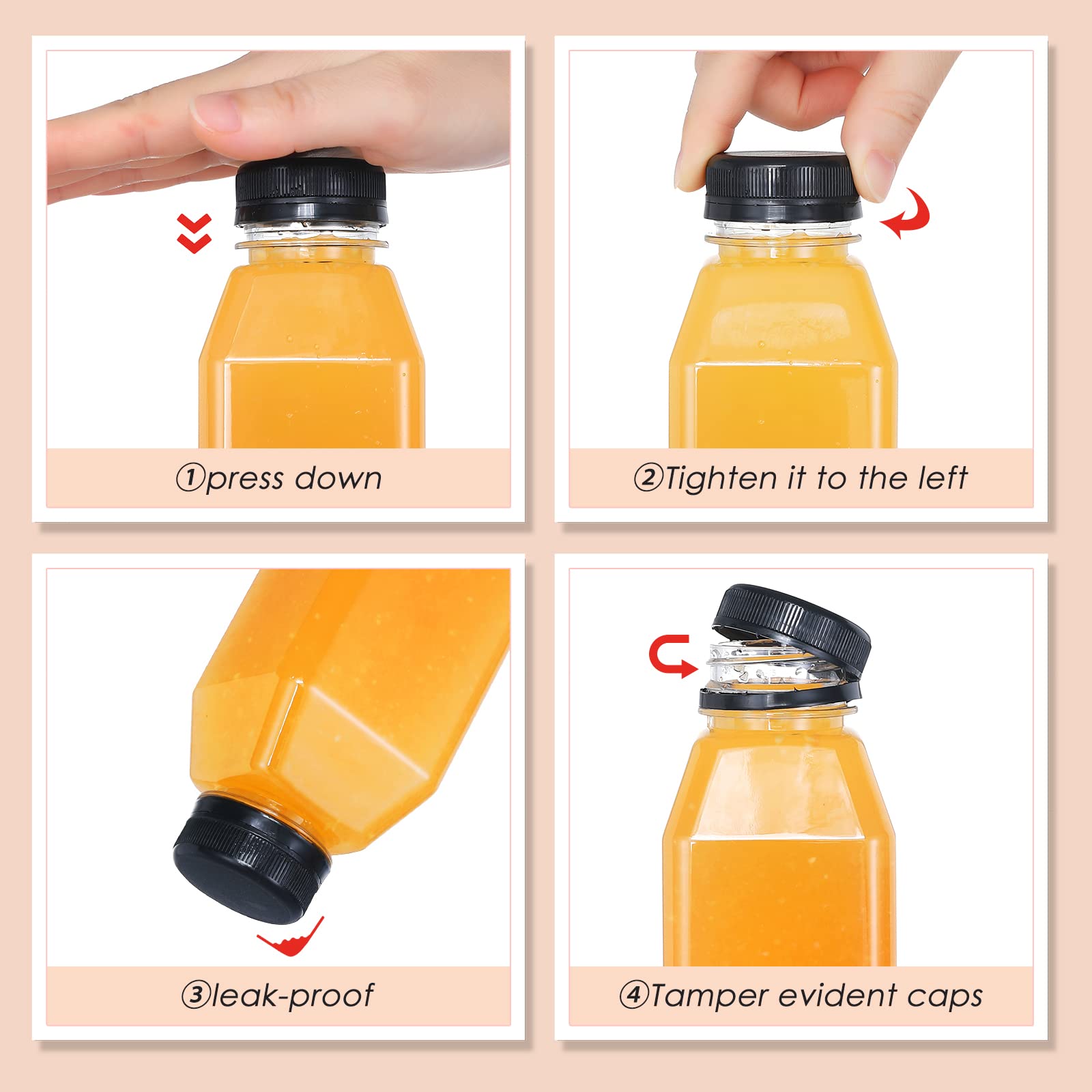 35pcs 16oz Reusable Clear Plastic Bottles with Tamper-Evident Caps - Bulk Juice Containers for Milk, Smoothies, Beverages - Perfect for Home Brewing, Meal Prep & Commercial Use