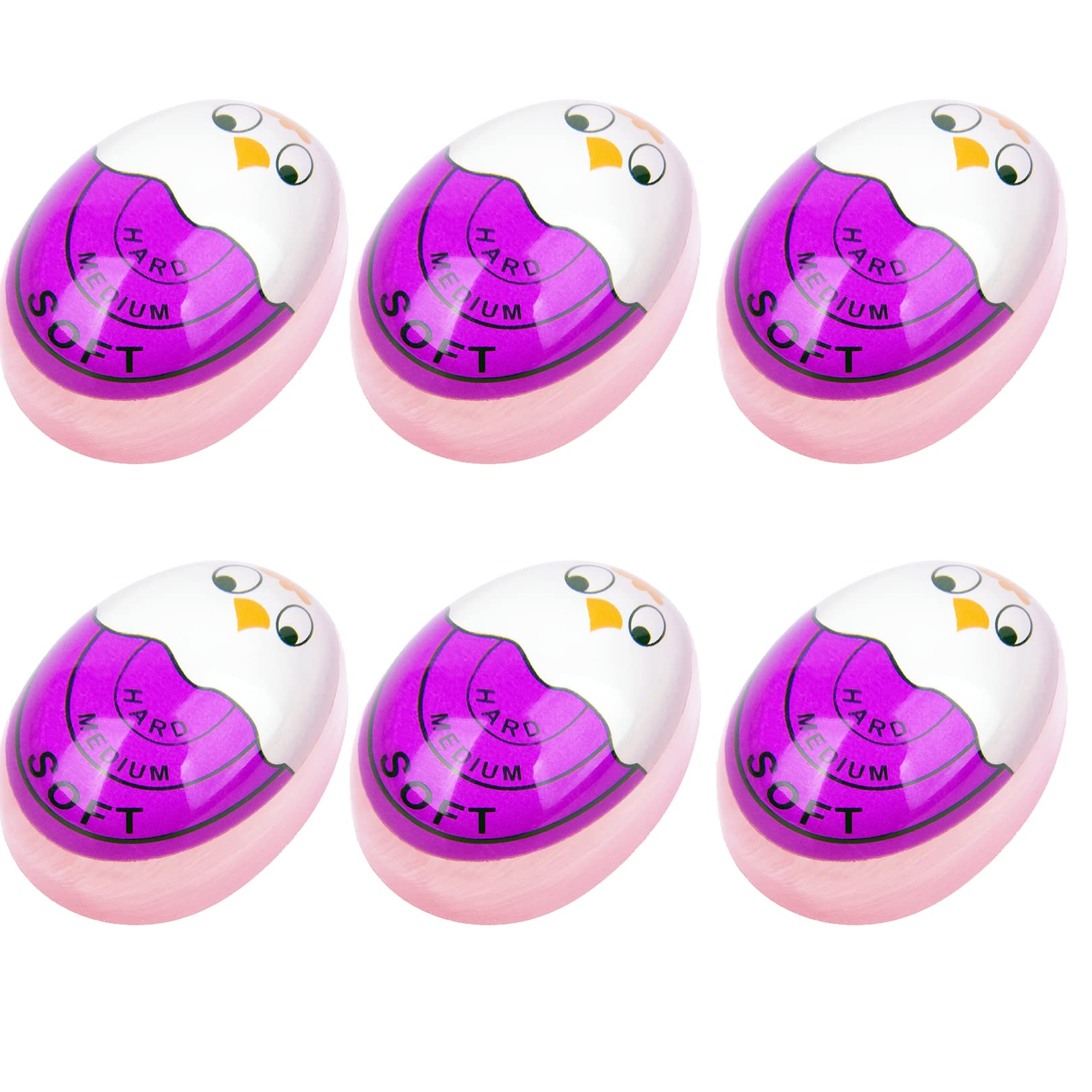 Color Changing Egg Timer for Perfect Hard & Soft Boiled Eggs - 6 Pack Purple Kitchen Gadget - Ideal for Breakfast, Meal Prep & Cooking Enthusiasts