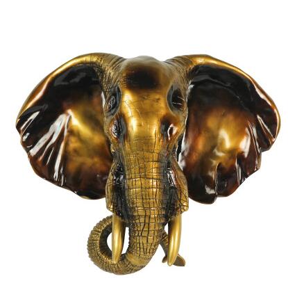 Elephant Head Wall Decor - Handcrafted Animal Sculpture for Living Room, Garden & Outdoor Decor - Unique Hanging Ornament for Home & Wall Background