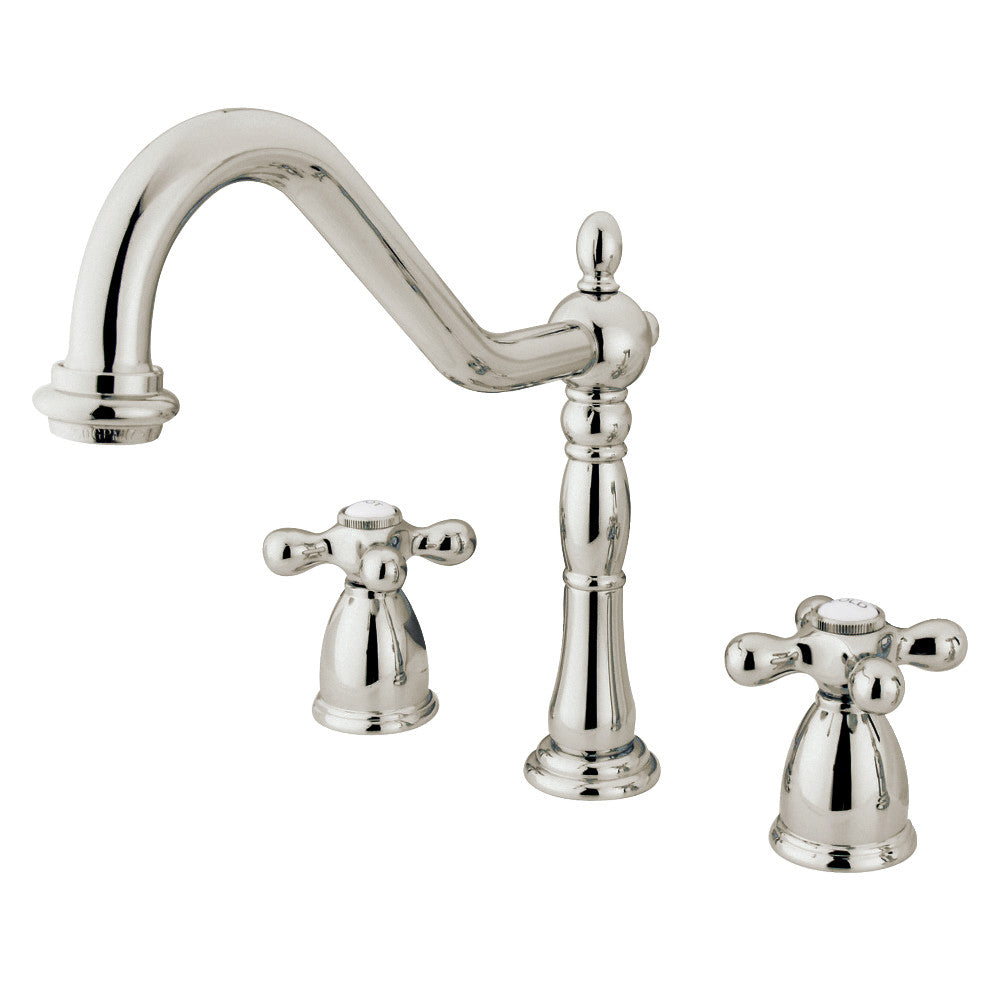 Kingston Brass KB1799AXLS Widespread Kitchen Faucet - Modern Stainless Steel Pull-Down Sprayer for Sink - Perfect for Home Kitchen Renovation and Daily Cooking Use