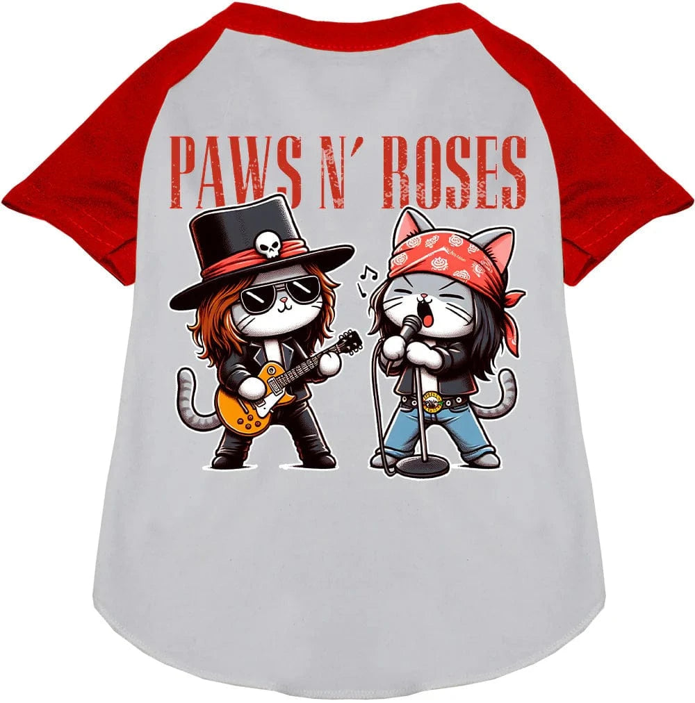 Paws and Roses Rock n Roll T-Shirt for Men & Women - Vintage Band Tee for Concerts, Parties & Casual Wear