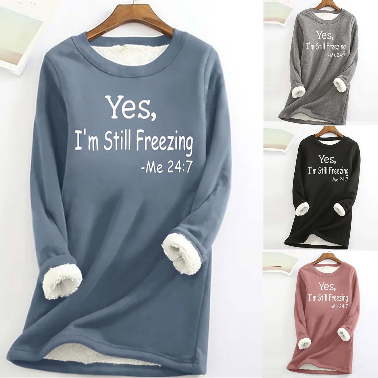 Women's Sherpa Lined Sweatshirt - Cozy Fleece Pullover Winter Top | Cyber Monday Fashion Deals 2024 | Perfect for Casual Wear, Outdoor Activities & Cold Weather Comfort