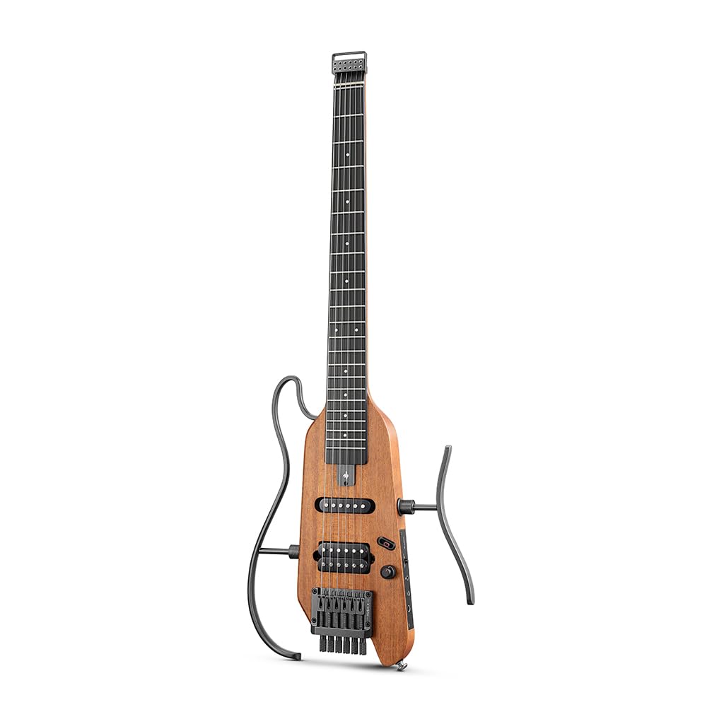 Donner HUSH X Headless Electric Guitar Kit - Lightweight Mahogany Solid Body with Stand, Gig Bag & Accessories | Perfect for Travel, Practice & Stage Performance
