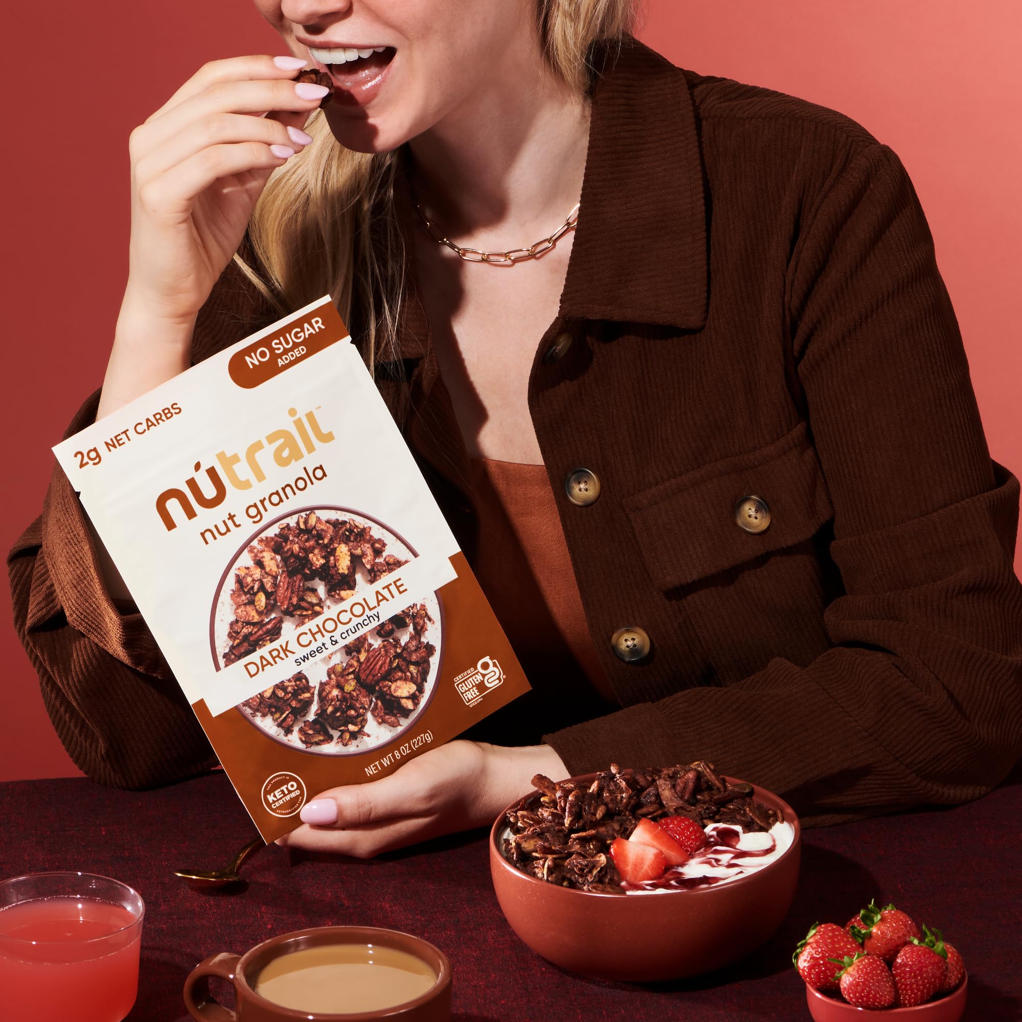 NuTrail Nut Granola Variety Pack - No Sugar Added, Gluten Free, Grain Free, Keto & Low Carb Healthy Breakfast Cereal (8 oz, 6 Count) - Perfect for On-the-Go Snacking, Office Breakfast & Keto Diet Meal Prep