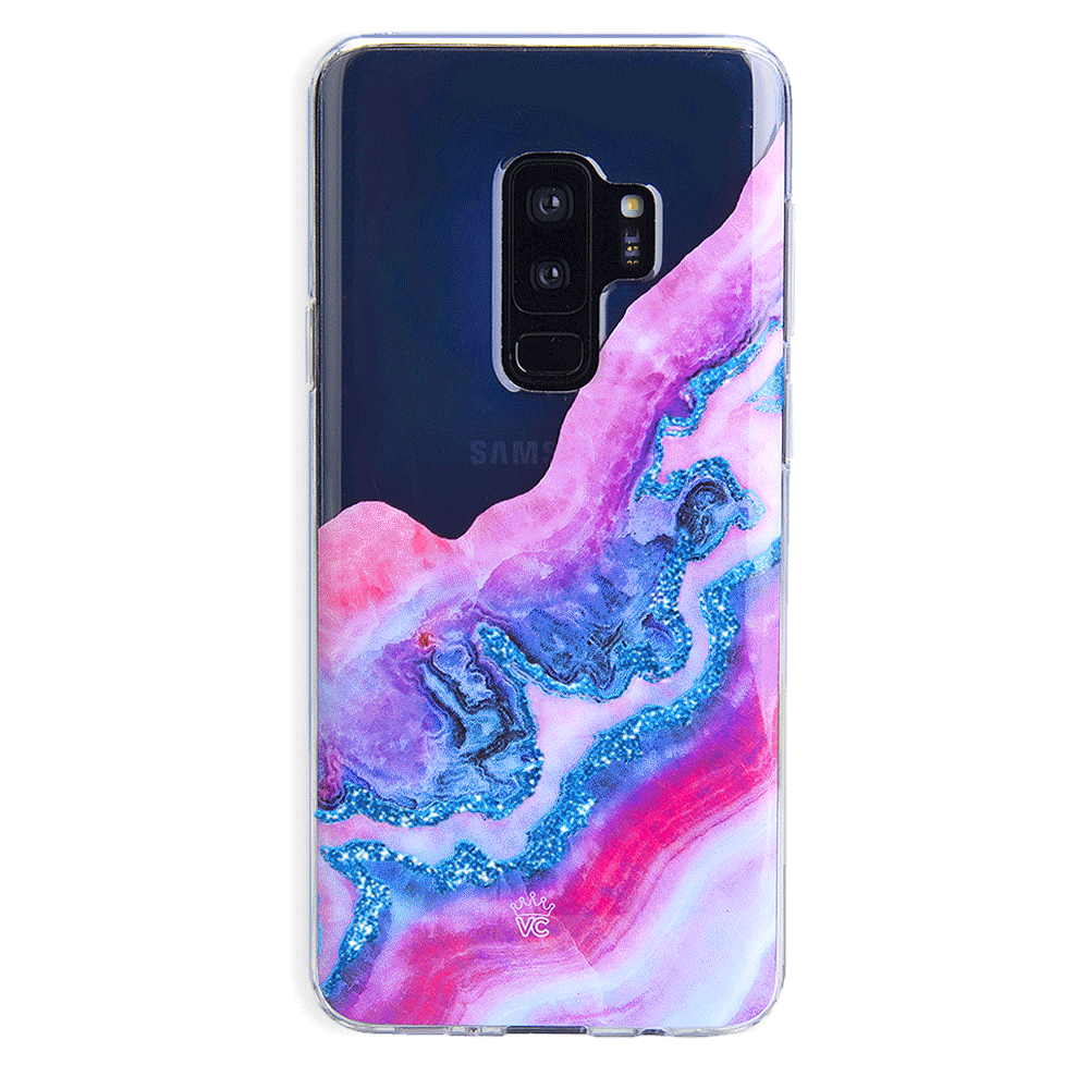 Sparkling Geode Glitter Clear Phone Case for Samsung Galaxy S21/S20/Note 20 - Shatterproof Protective Cover with Crystal Design for Everyday Style & Protection