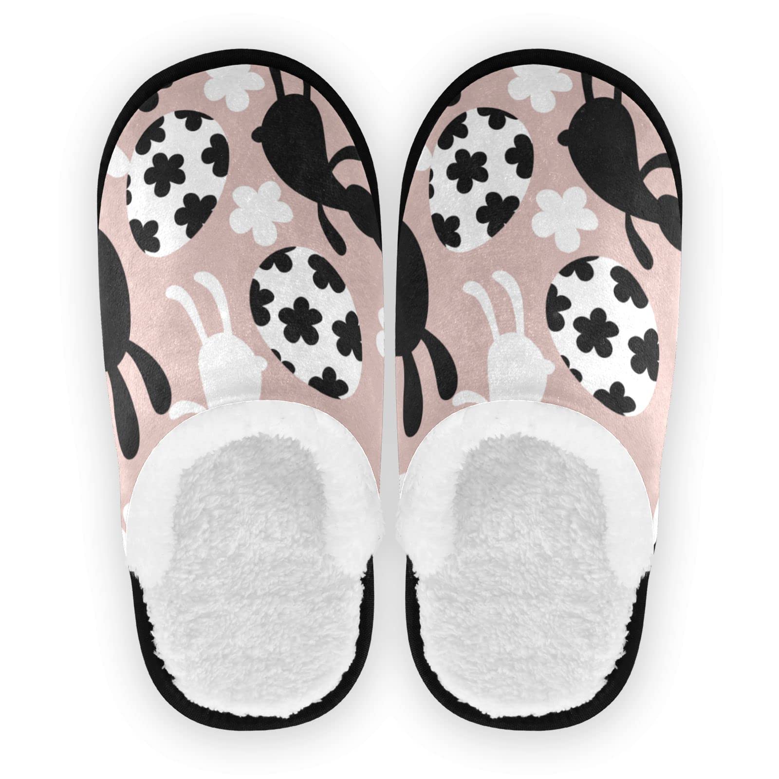 Vozoza Memory Foam Slippers for Women & Men - Non-Slip Indoor/Outdoor House Slippers with Easter Rabbit Egg Design - Perfect for Home, Travel, Spa & Gift Giving