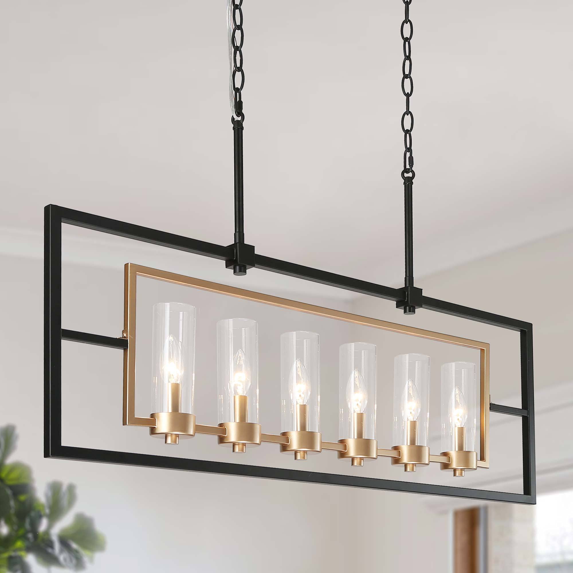 Modern Black Gold Chandelier - 37.5