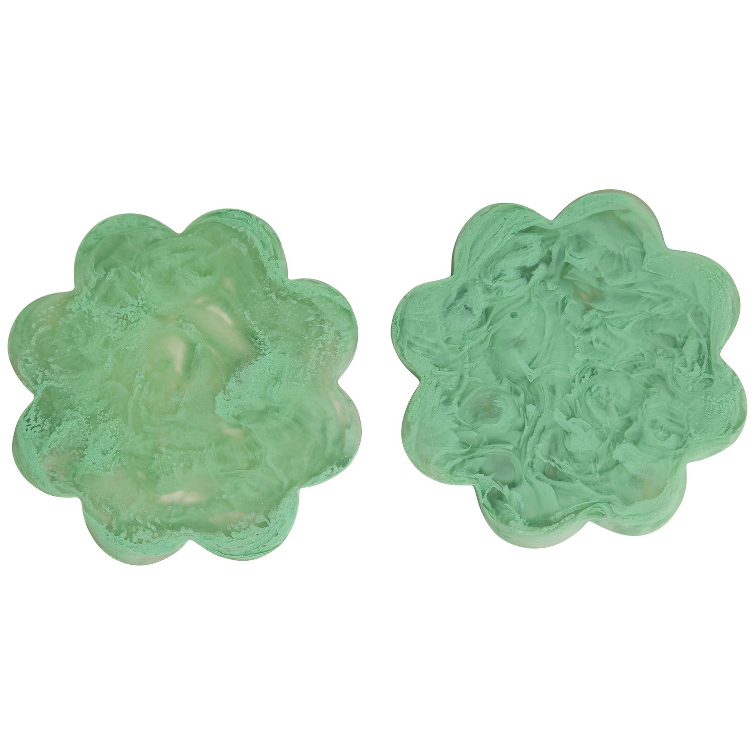 Premium Cecilia Coasters Set of 2 - Elegant Emerald Green Absorbent Cork Drink Coasters for Coffee Table, Bar, Dining Room & Home Decor