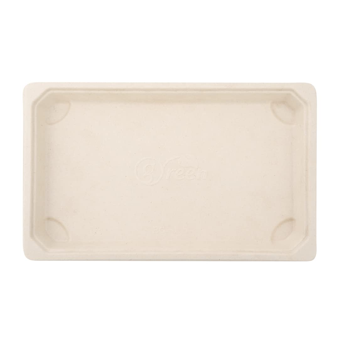 Eco-Friendly 8.5 x 5.4 Inch Large Sushi Trays - 100 Microwavable & Freezable Bagasse Dishes Made from Sugarcane Fiber | Perfect for Appetizers, Entrees & Party Catering | Lids Sold Separately | Sustainable Restaurantware for Sushi Bars & Takeout