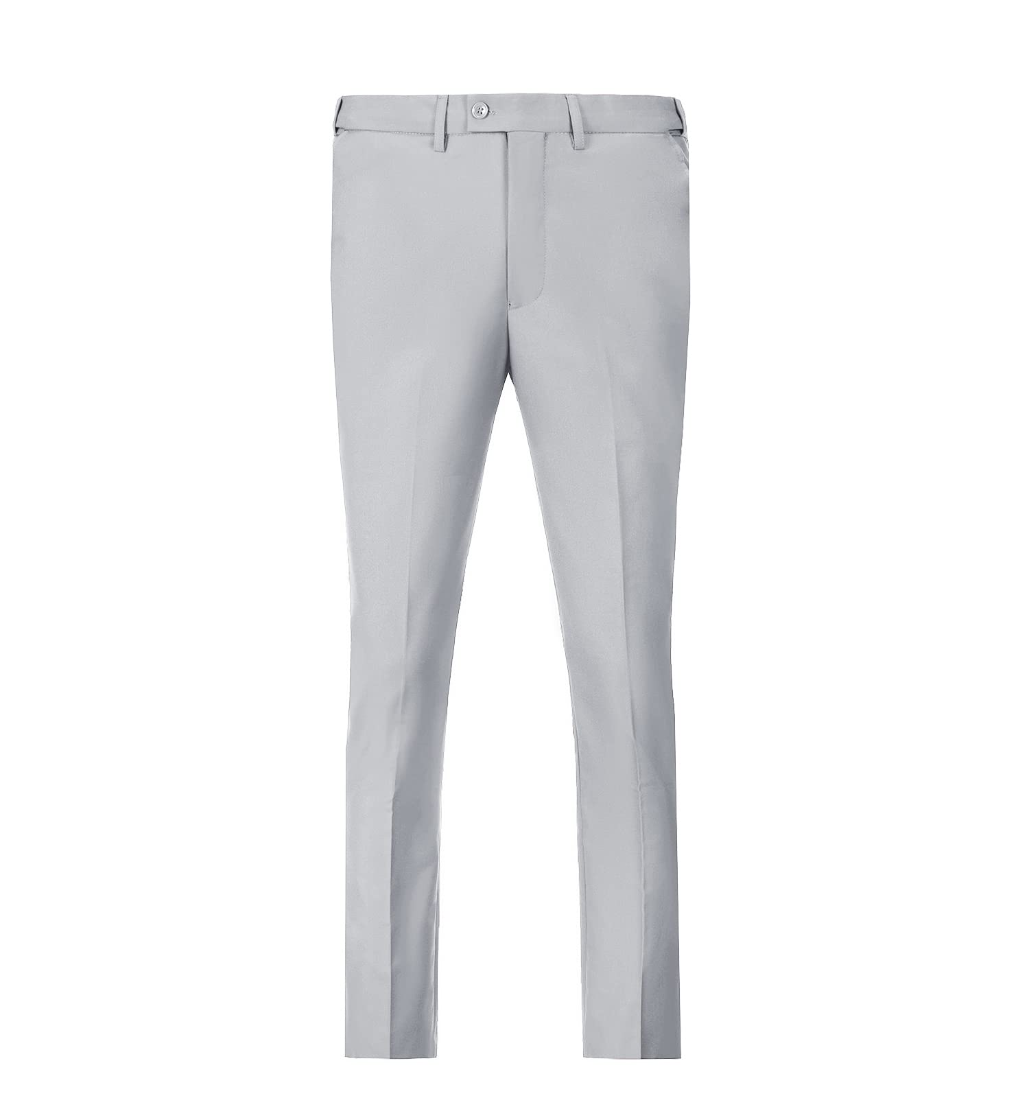 Men's Slim Fit Suit Pants - Black Formal Dress Pants for Wedding, Groomsmen & Business | Flat Waist Expandable Comfort | Perfect for Office, Cocktail Parties & Special Occasions