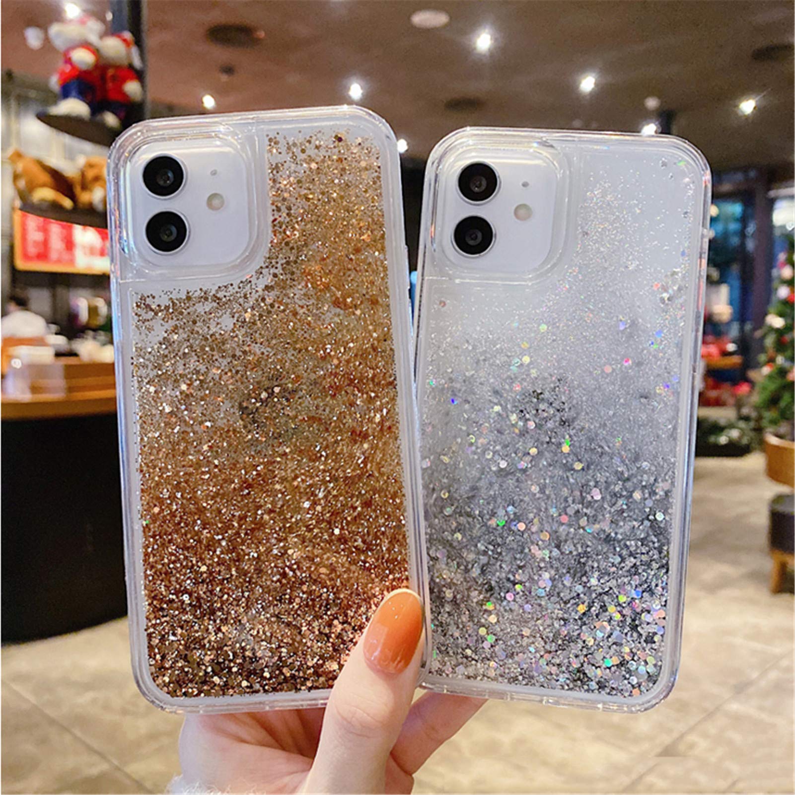 UnnFiko Liquid Glitter Phone Case for iPhone Xs Max - Hard Back Colorful Bling Quicksand Protective Cover (Sequins Silver) | Perfect for Parties, Nightlife & Fashion Accessories