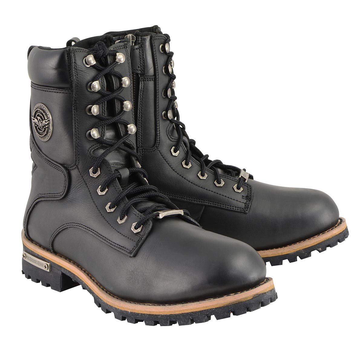 Milwaukee Leather Men's Classic Side Zip Boots - Durable Work & Casual Boots for Outdoor, Motorcycle & Everyday Wear