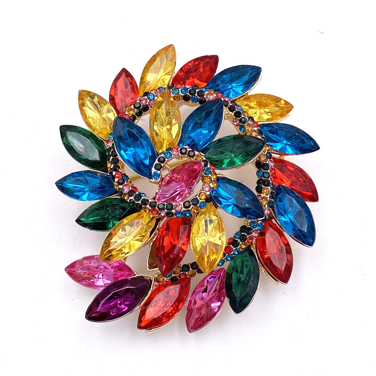 Vintage Women's Floral Brooch Pin - Elegant Austrian Crystal Flower Wreath Pendant for Weddings, Parties & Special Occasions | LAXPICOL Fashion Accessory