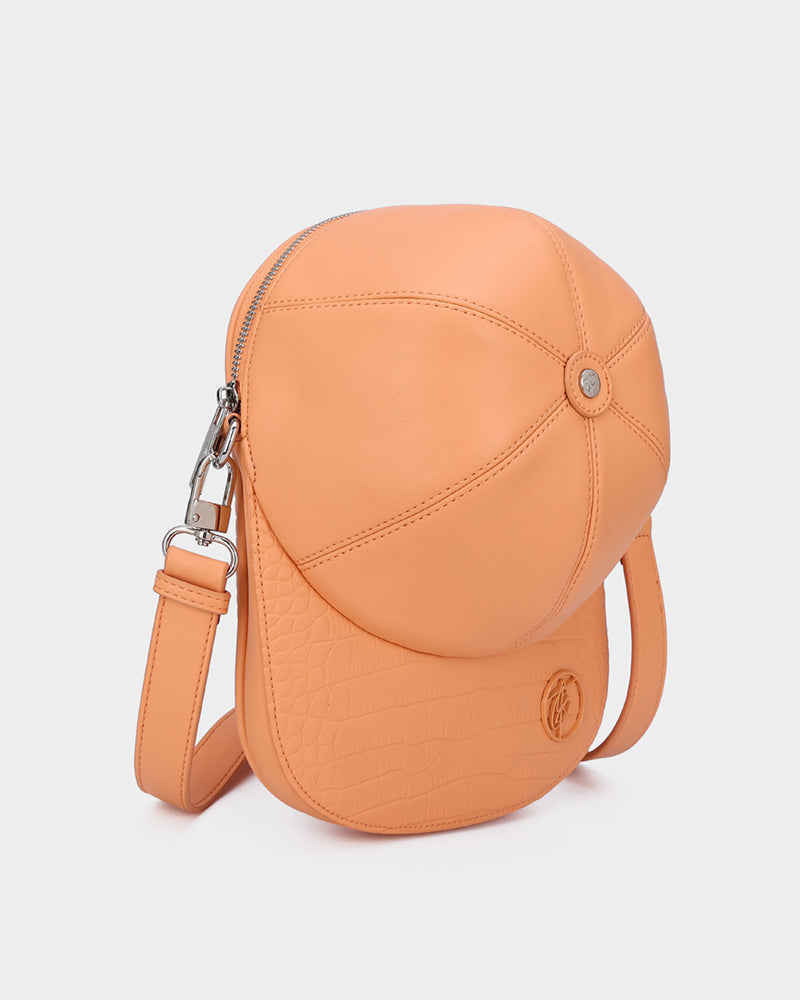 Stylish Tangerine Brown Baseball Cap Design Bag - Trendy Crossbody Purse for Women, Fashionable Accessory for Sports, Travel & Everyday Use