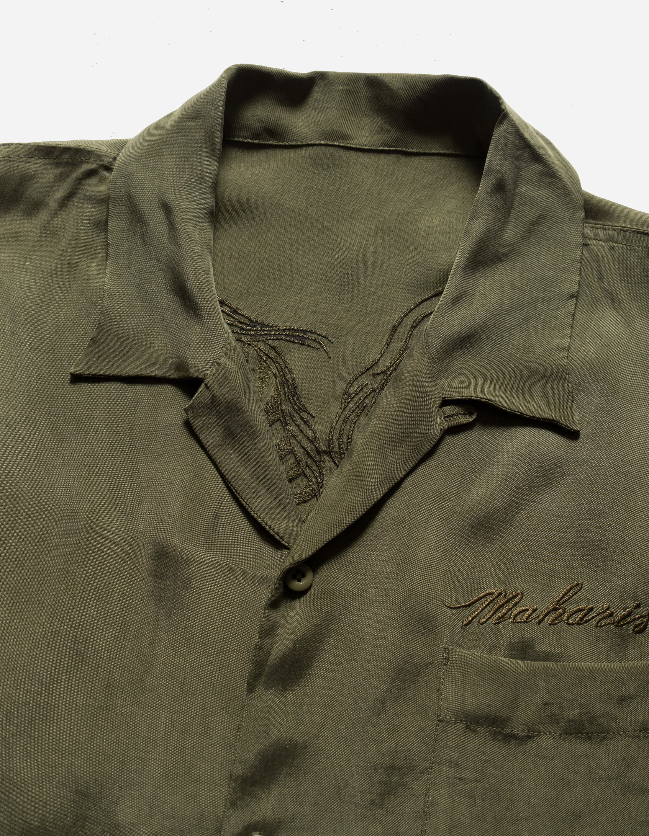 6098 Tiger Dragon Camp Collar Shirt - Olive OG 107F - Stylish Vintage-Inspired Casual Shirt for Men | Perfect for Streetwear, Summer Outfits & Retro Fashion