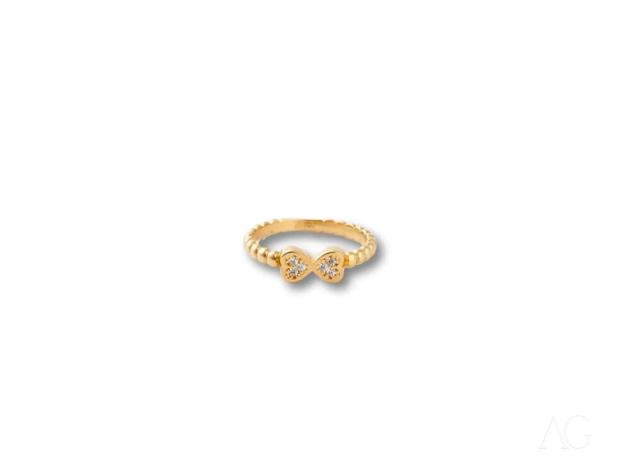 18K Yellow Gold Bow CZ Ring - Elegant Cubic Zirconia Jewelry for Women, Perfect for Weddings, Parties & Everyday Wear