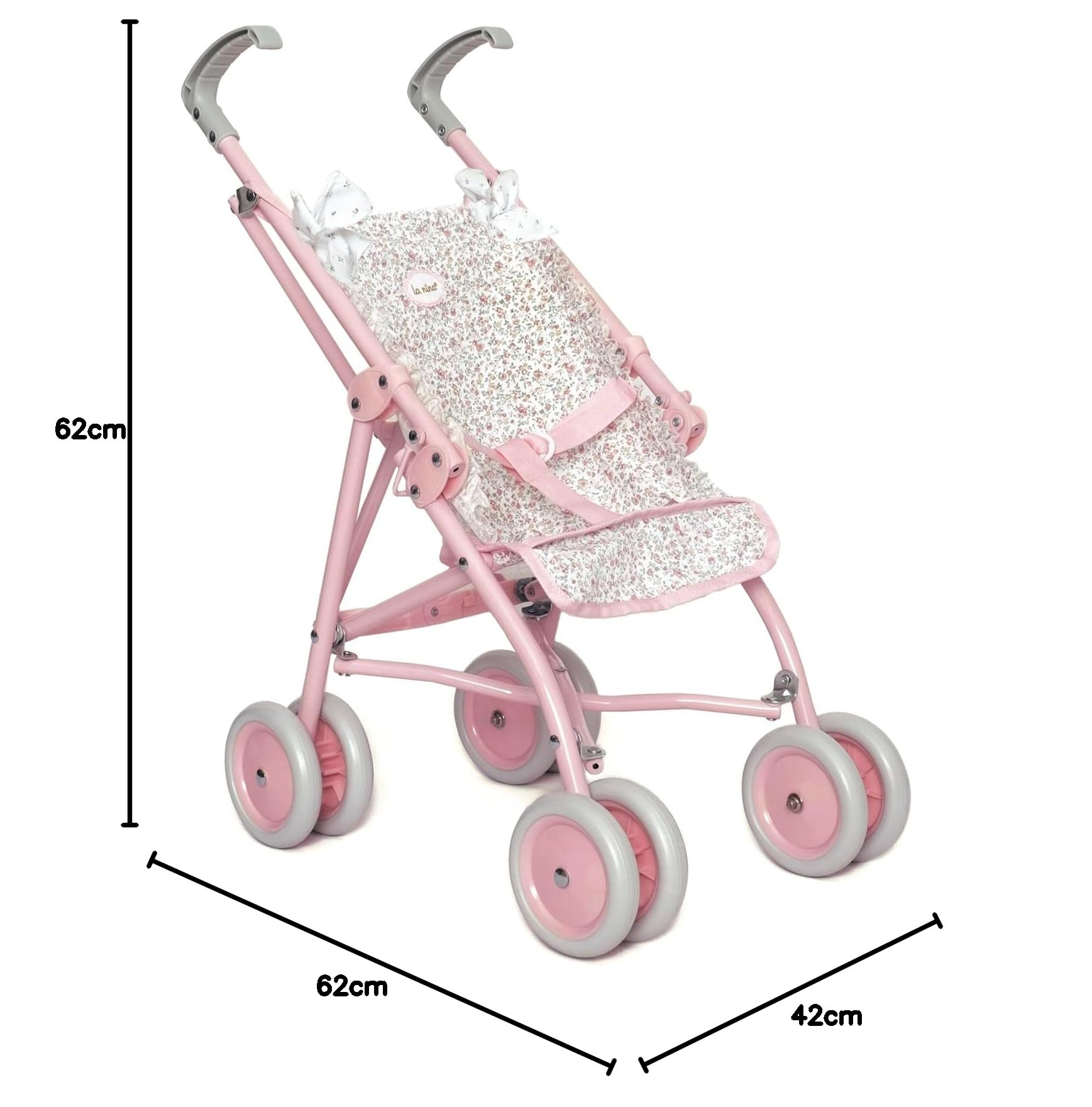 Diset La Nina - Large Violet Doll Stroller Chair (34X62X42 CM) for Baby Dolls, Multicolor (Diset 65069) - Perfect for Pretend Play, Outdoor Walks & Role-Playing Games