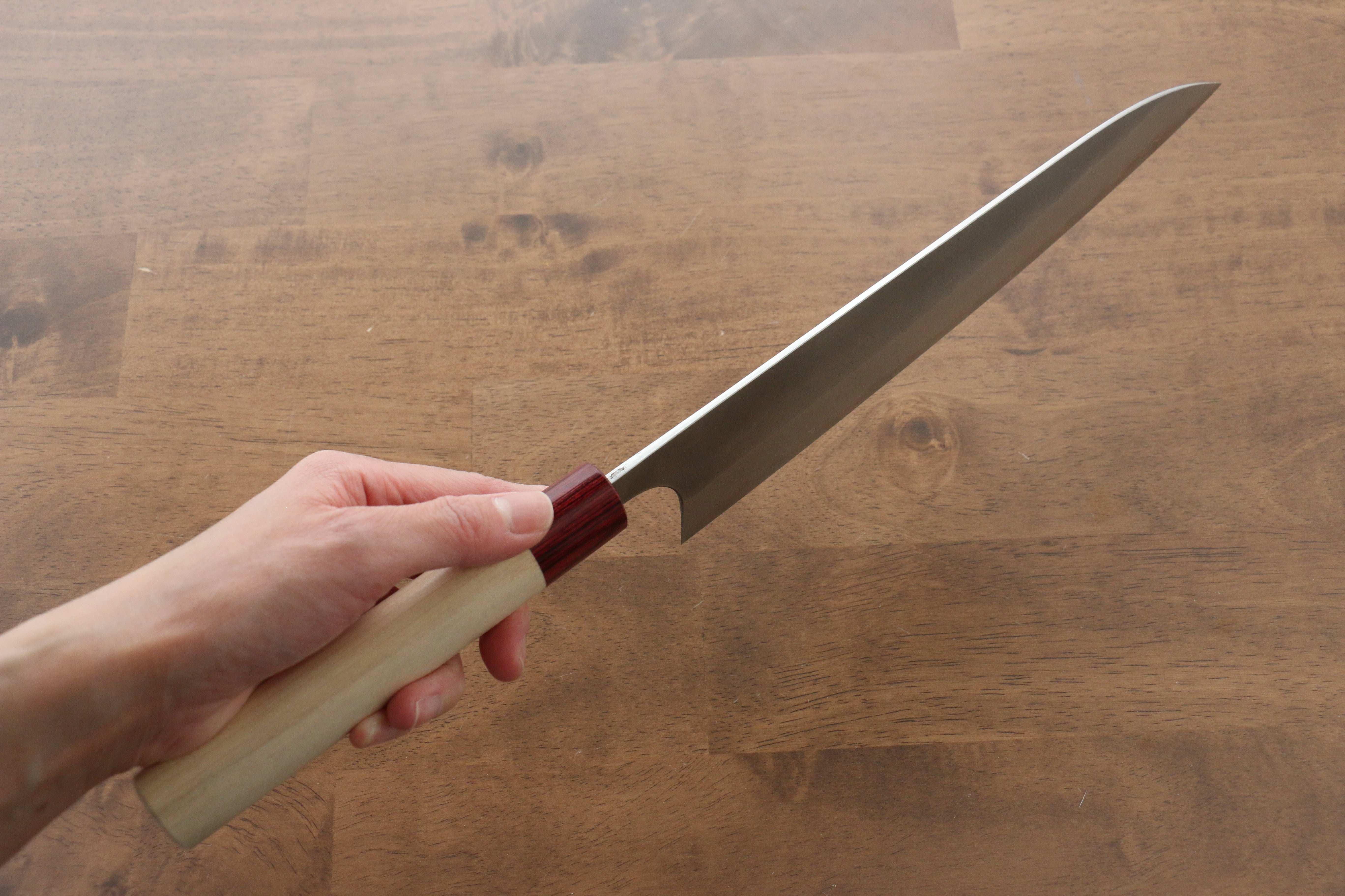 Masakage Yuki White Steel No.2 Nashiji Gyuto 240mm Japanese Chef Knife with Magnolia Wood Handle - Perfect for Sushi, Meat Slicing & Professional Kitchen Use