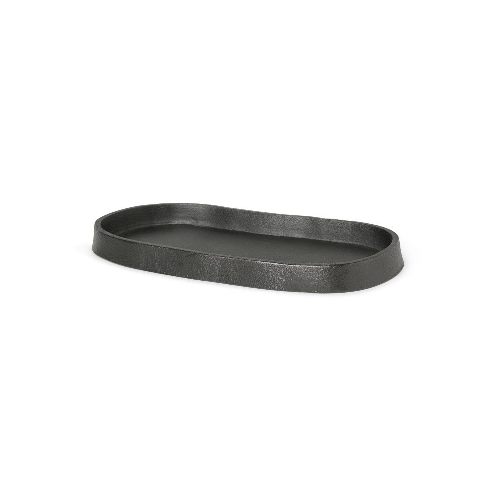 FERM LIVING Yama Oval Tray - Blackened Aluminum Serving Tray for Dining, Entertaining & Home Decor | Modern Scandinavian Style Serving Platter for Parties, Coffee Table & Kitchen Organization