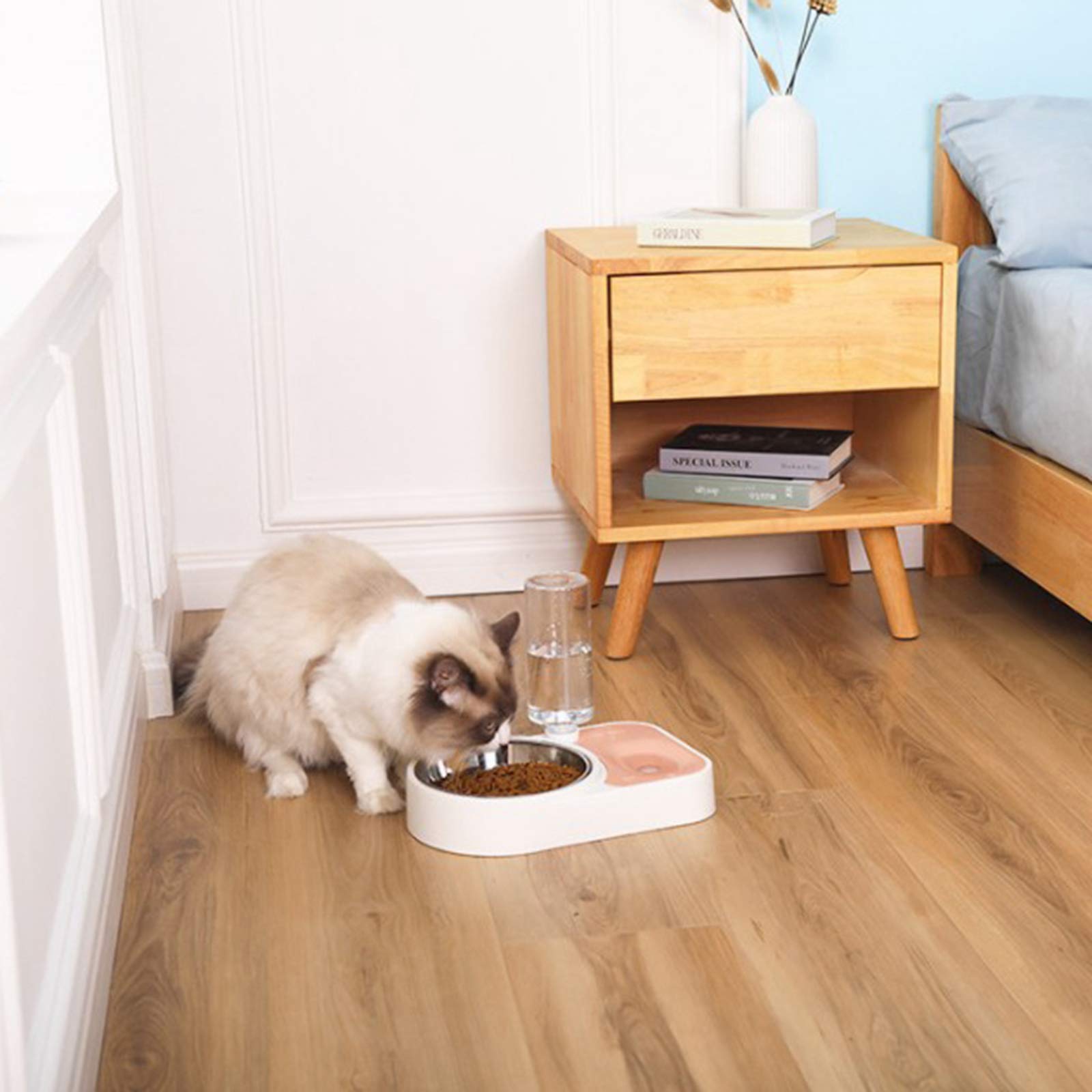 Automatic Pet Water & Food Bowl Set for Dogs & Cats - SECRET DESIRE Pink Pet Feeder with Water Bottle | Perfect for Home, Travel & Outdoor Use