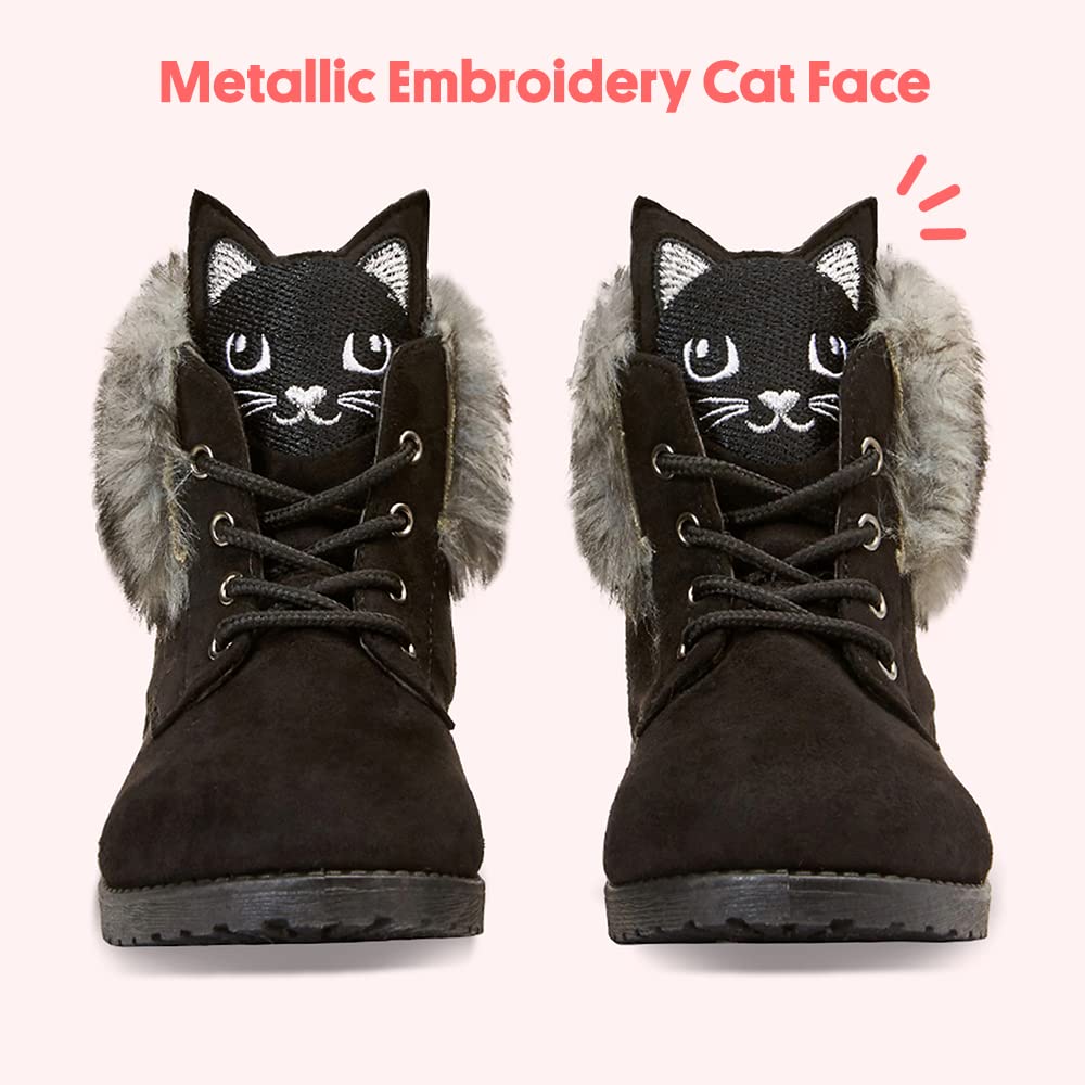 FabKids Girls Ankle Boots - Cute Combat Boots with Lace Up & Non-Slip Sole for Toddler, Little & Big Kids | Perfect for School, Playdates & Outdoor Adventures