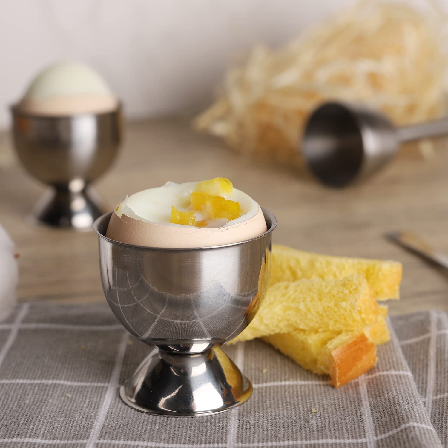 Stainless Steel Egg Cups Set - 6 Pack for Hard & Soft Boiled Eggs | Durable Egg Holder Tray | Perfect for Breakfast, Kitchen, Restaurants & Easter Decor