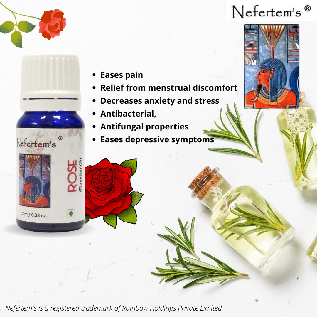 Nefertem's Pure Rose Essential Oil - 30ml for Aromatherapy, Skincare & Relaxation - Natural Fragrance for Diffusers, Massage & DIY Beauty