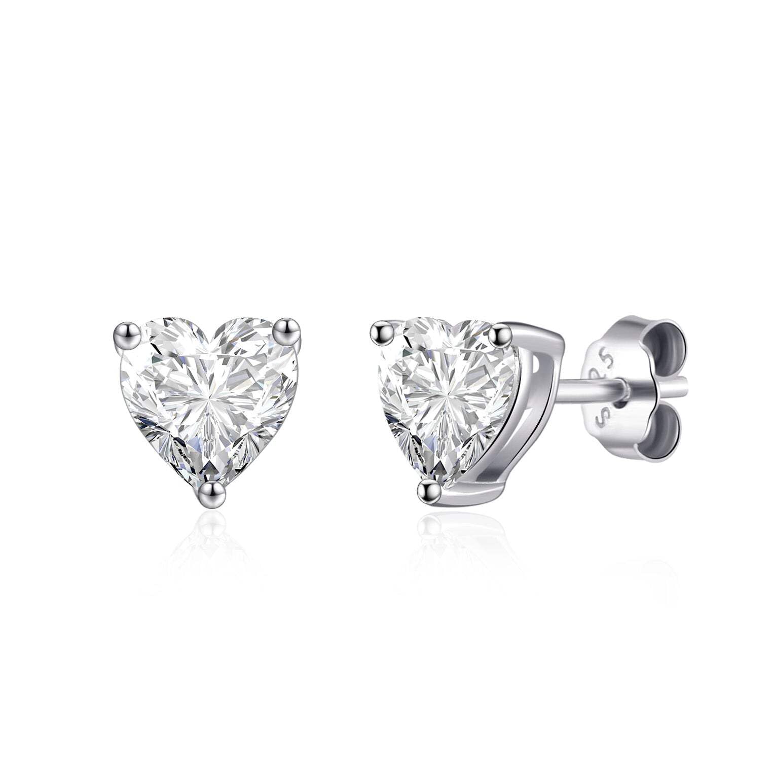 Sterling Silver Heart Stud Earrings with Zirconia - Perfect for Gifts & Date Nights