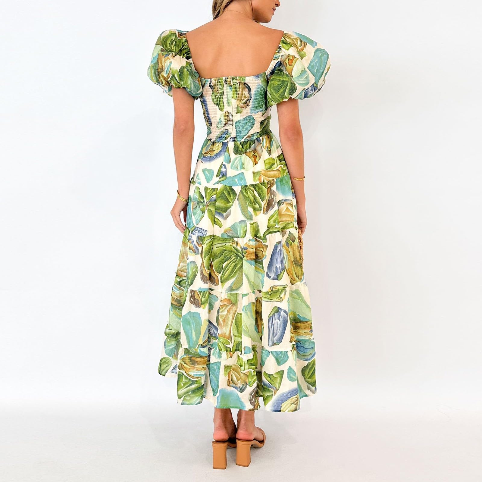 **Women's Floral Boho Maxi Dress 2025 - Short Sleeve V-Neck Long Summer Dress for Casual & Beach Wear | Trendy Spring Dresses for Women**