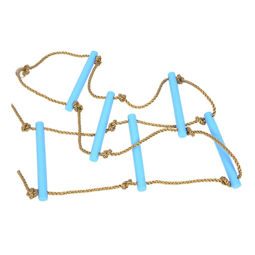 Kids Climbing Rope Ladder - 6-Section Outdoor Plastic Rope Climbing Toy for Children, Blue | Exercise Equipment for Backyard Play, Treehouse & Indoor Gym Activities