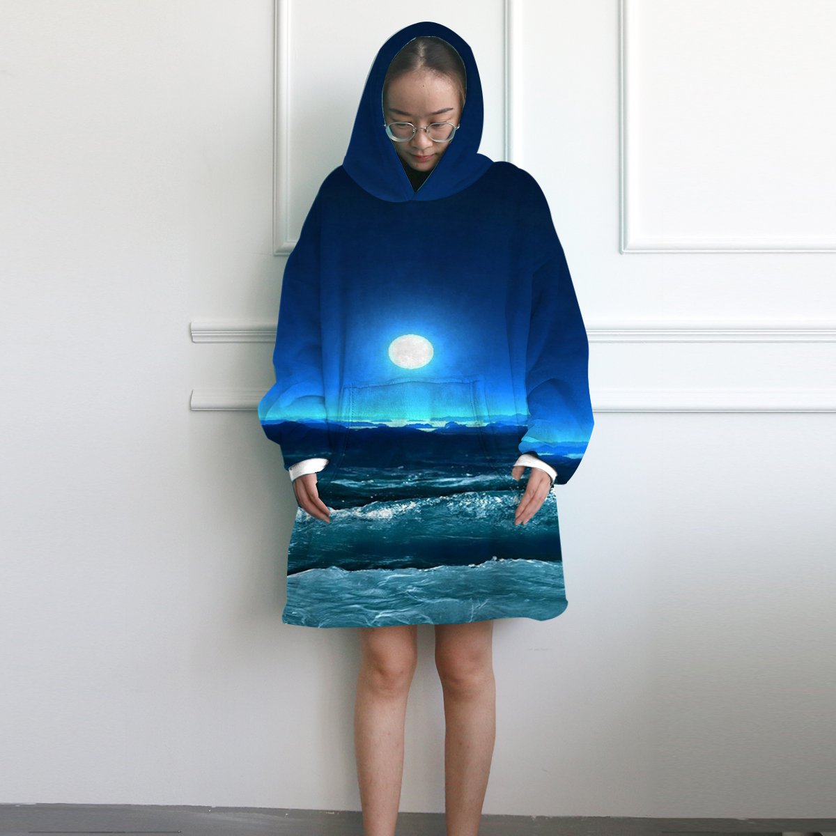 Moonlight Magic Wearable Blanket Hoodie - Soft Fleece Oversized Hooded Sweatshirt for Women & Men | Cozy Lounge Wear for Netflix, Camping & Winter Nights