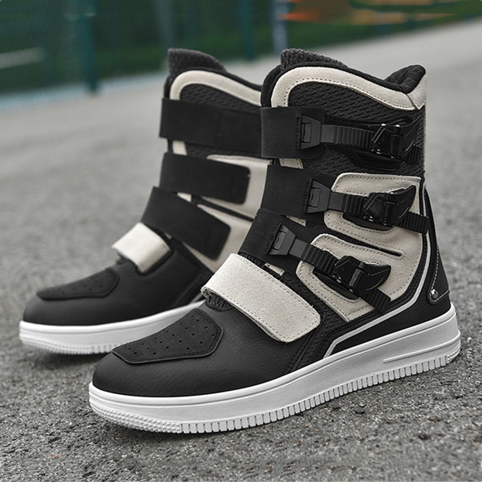 Unisex High Top Motorcycle Boots - Waterproof Microfiber Leather Dirt Bike Boots for Men & Women - Anti-Slip Motocross Riding Shoes with Ankle Support - Perfect for Off-Road Adventures & Biker Gifts (Gray, Size 8.5)