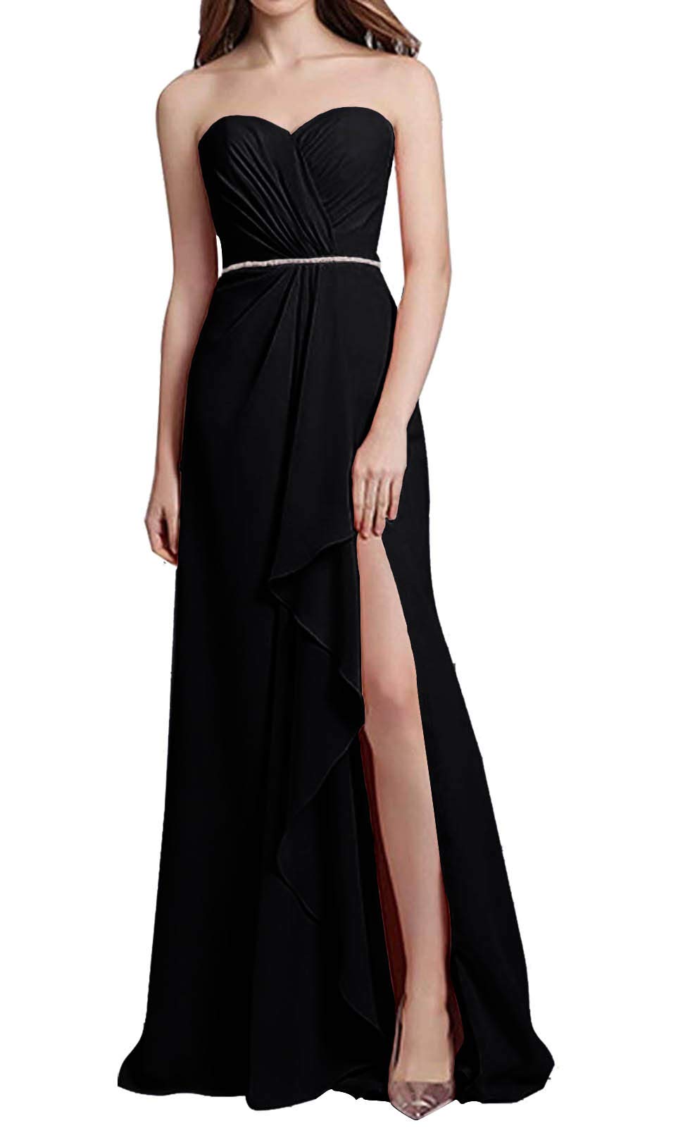Elegant Long Bridesmaid Dresses for Wedding Party | Sweetheart Neckline Formal Evening Gowns with Crystal Belt | Perfect for Prom, Homecoming & Special Occasions