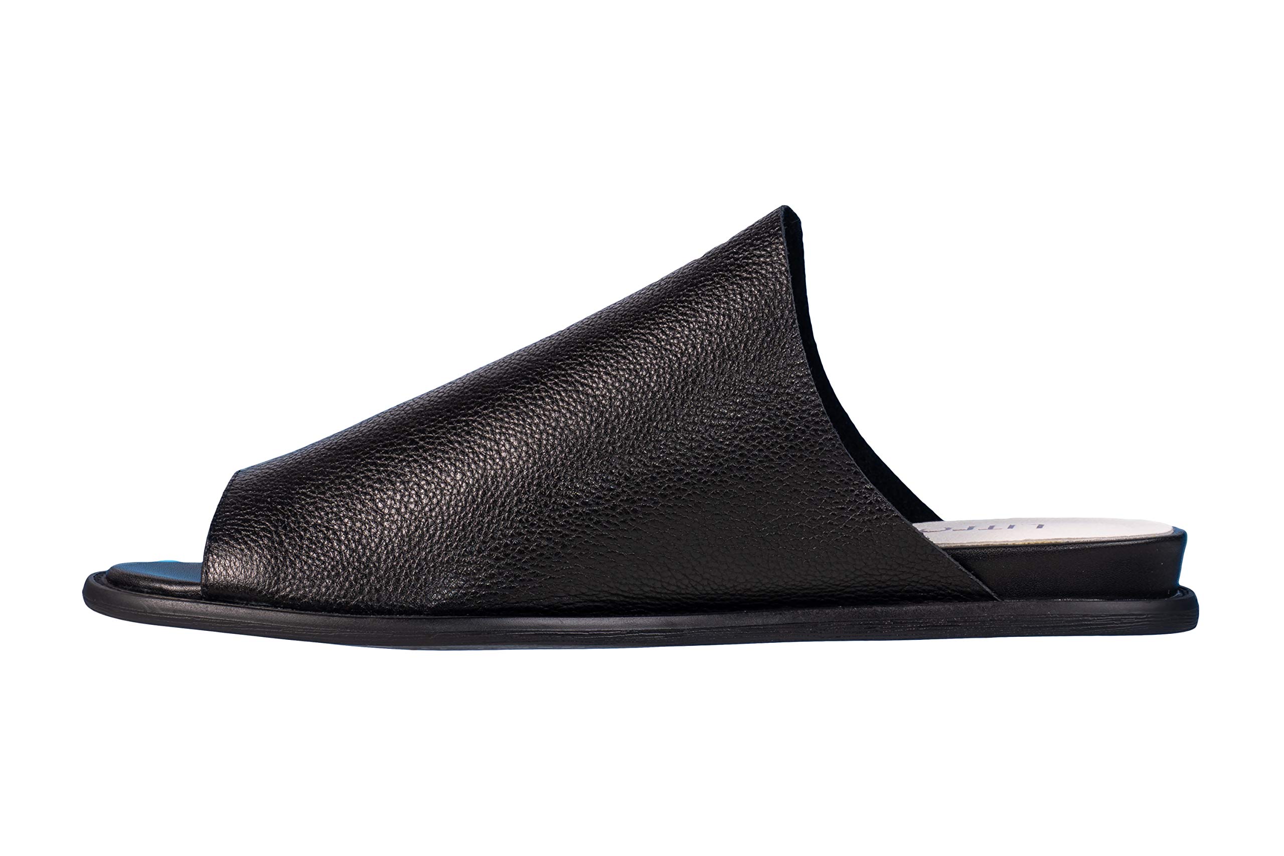 LITFOOT LF5997-4-1 Women's Soft Leather Slippers - Black | Indoor House Shoes for Comfort & Relaxation | Perfect for Home, Spa & Lounge Wear