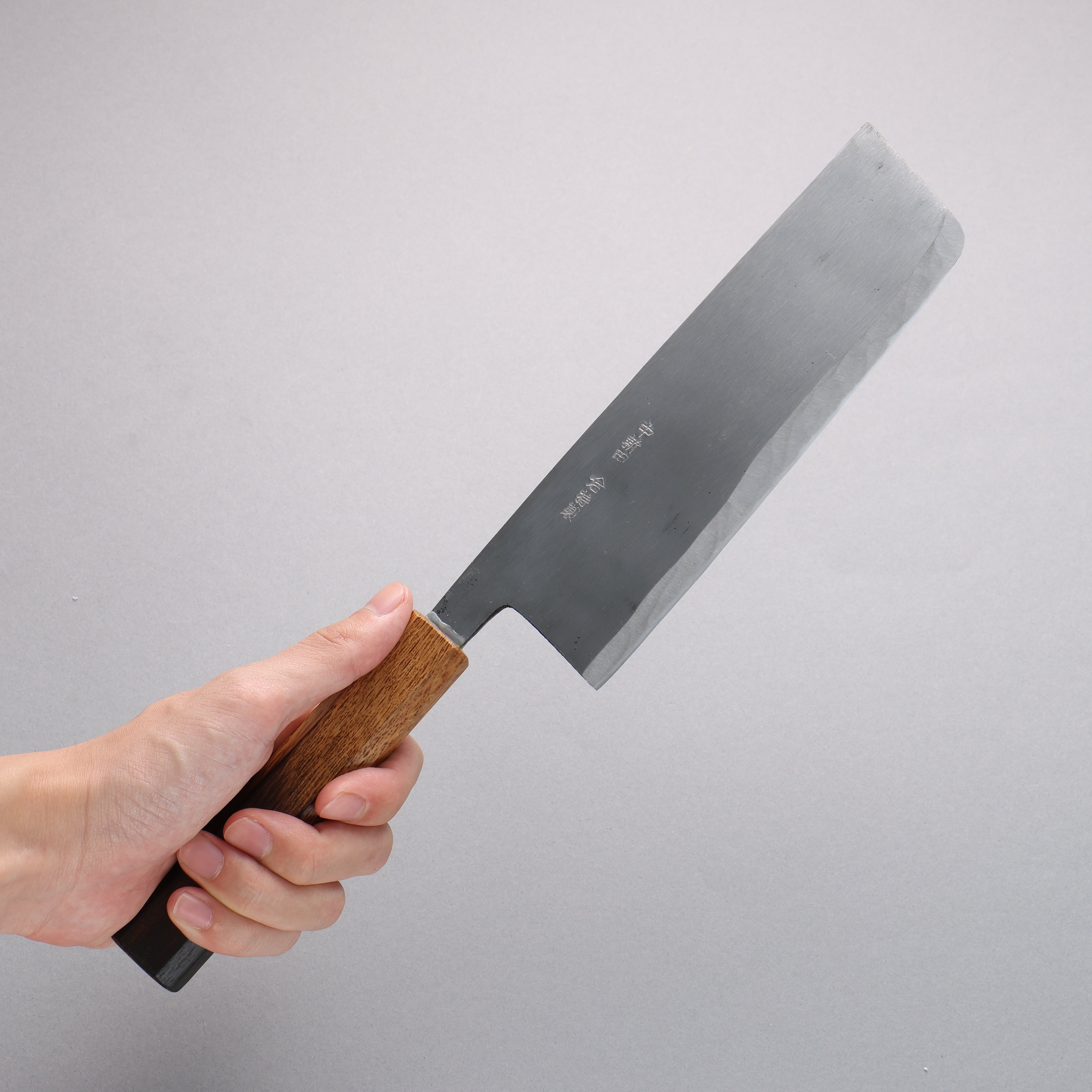 Premium Nakaniida White Steel No.2 Nakiri Knife 180mm - Japanese Migaki Finished Blade with Burnt Oak Handle - Ideal for Vegetable Chopping, Slicing & Precision Kitchen Tasks