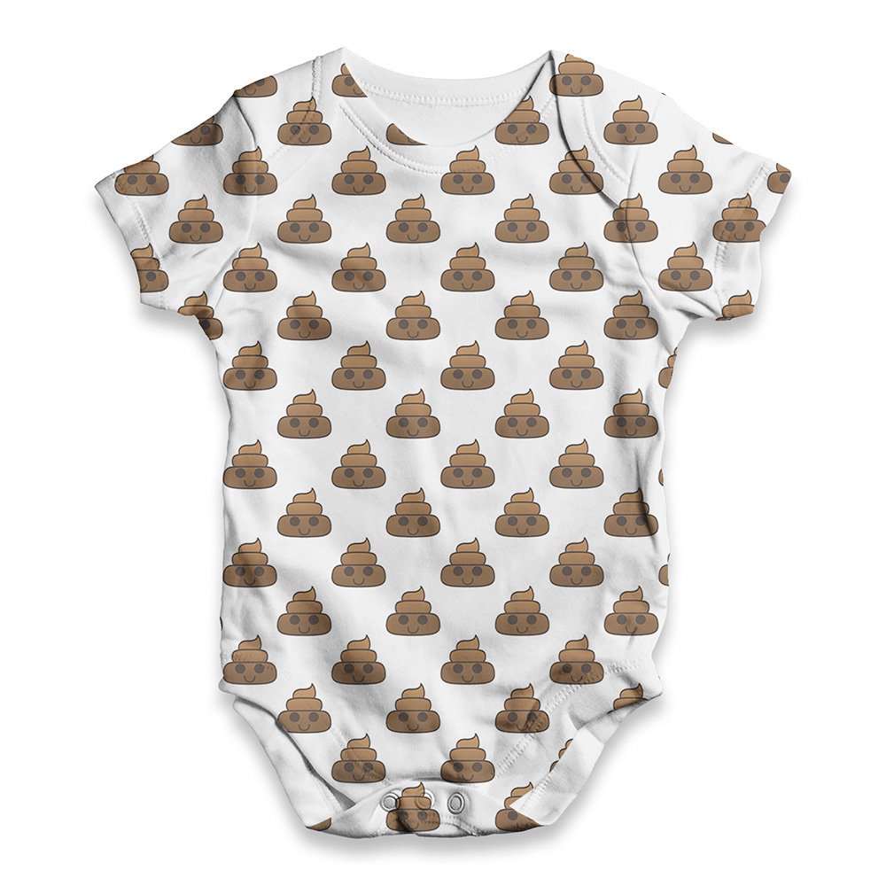 TWISTED ENVY Poop Emoji Baby Bodysuit - Unisex Printed Onesie & Romper for Newborns & Infants - Cute Funny Outfit for Playtime, Photo Shoots & Everyday Wear