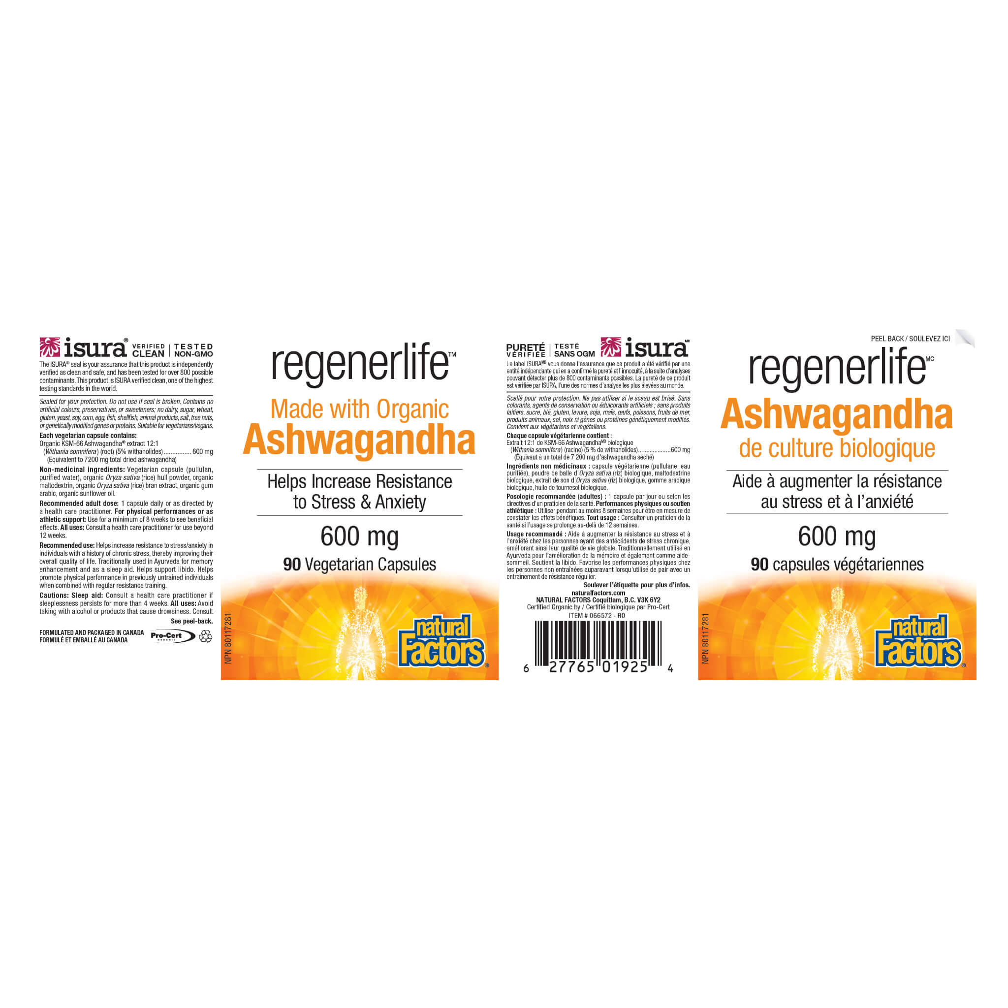 RegenerLife Ashwagandha 600mg - Organic Stress Relief Supplement for Men & Women - Supports Sleep, Focus & Immune System - 120 Vegan Capsules - Perfect for Daily Wellness & Anxiety Management