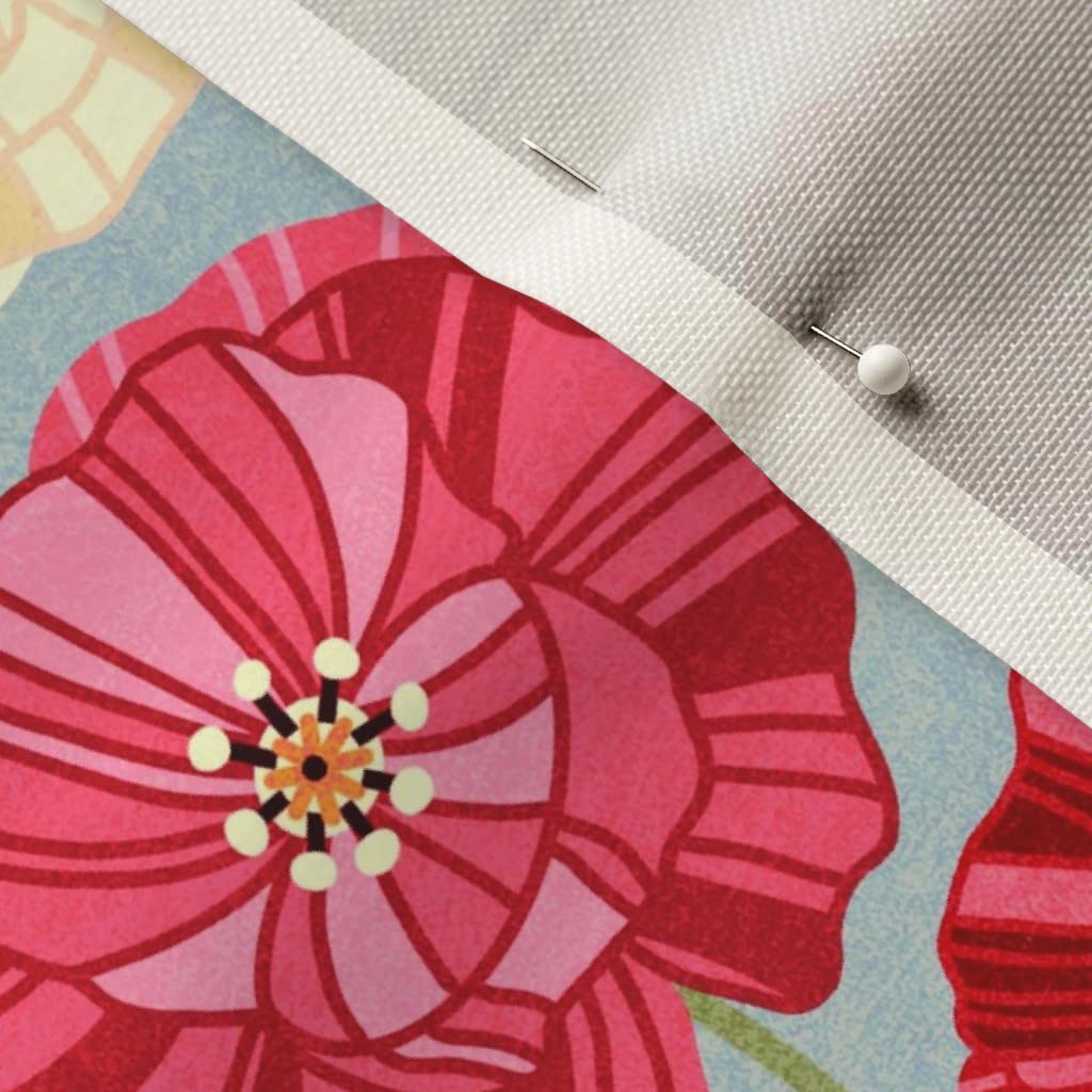 Floral Printed Velvet Fabric - Flowers Field Garden Spring Leaves Design for Upholstery, Home Decor & Apparel | Fat Quarter Fabric for DIY Projects, Quilting, and Sewing