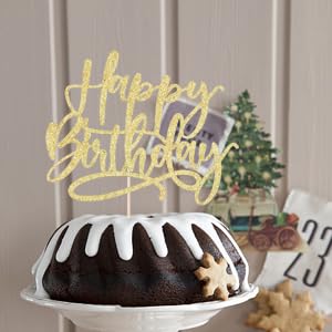Kaoenla Handmade Golden Happy Birthday Cake Decorations - Elegant Cake Toppers for Birthday & Anniversary Celebrations | Perfect for Party Decor, Wedding Cakes, and Special Events