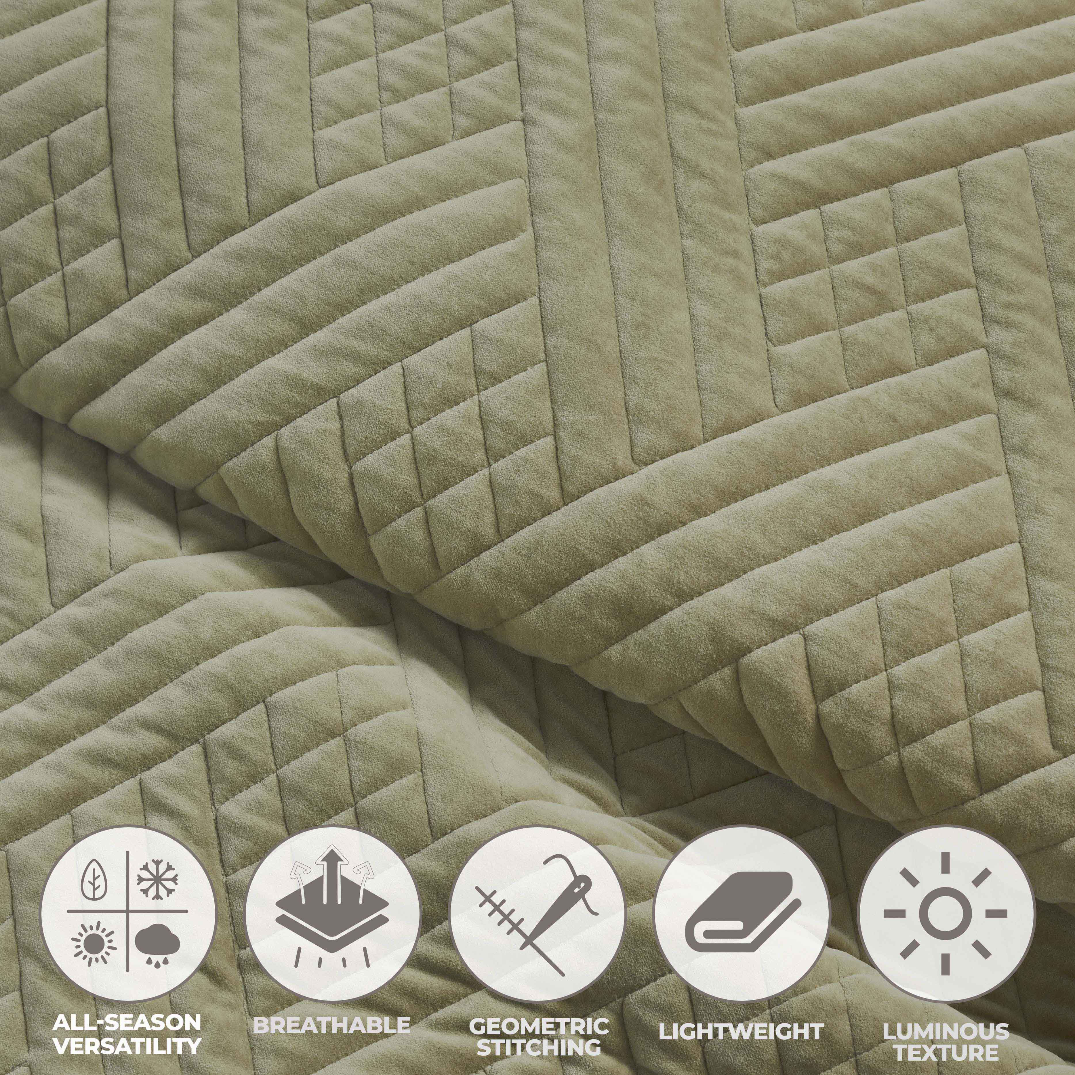 Karina Cotton Velvet Lightweight Quilt & Sham Set - Ultra Soft Bedding for All Seasons | Perfect for Master Bedroom, Guest Room & Cozy Nights