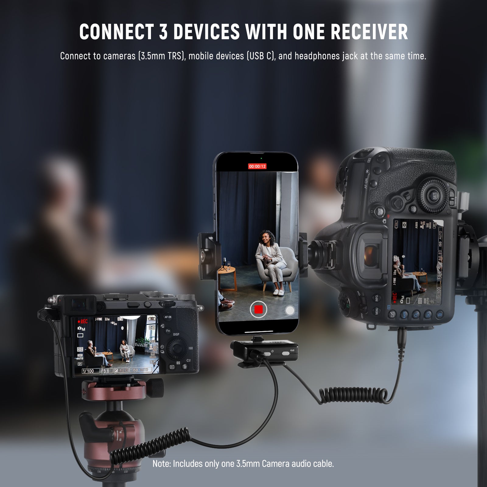 NEEWER CM28 Wireless Lavalier Microphone System for iPhone, Android, Camera - Noise Canceling Clip-on Mic for Vlogging, Interviews, YouTube, Live Streaming & Recording